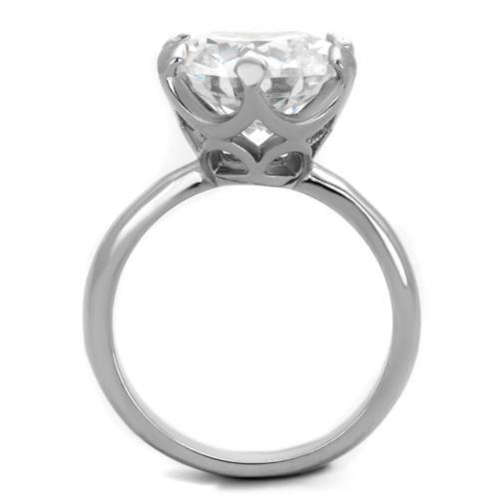 Solitaire Round Cut Cubic Zirconia Ring 6.84 Carat Stainless Steel - Picture 16 of 16